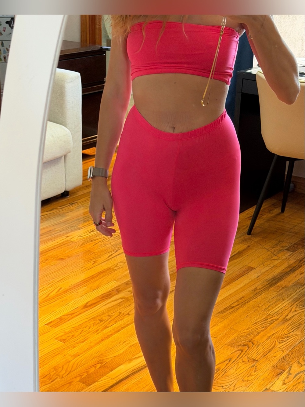 SKIMS Fits Everybody Bandeau & Bike Short Set Pink S